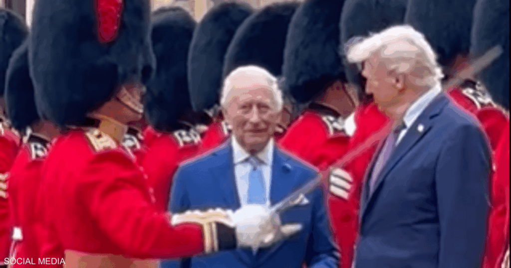 فيديو.. موقف طريف بين الملك تشارلز وترامب بسبب "سيف"