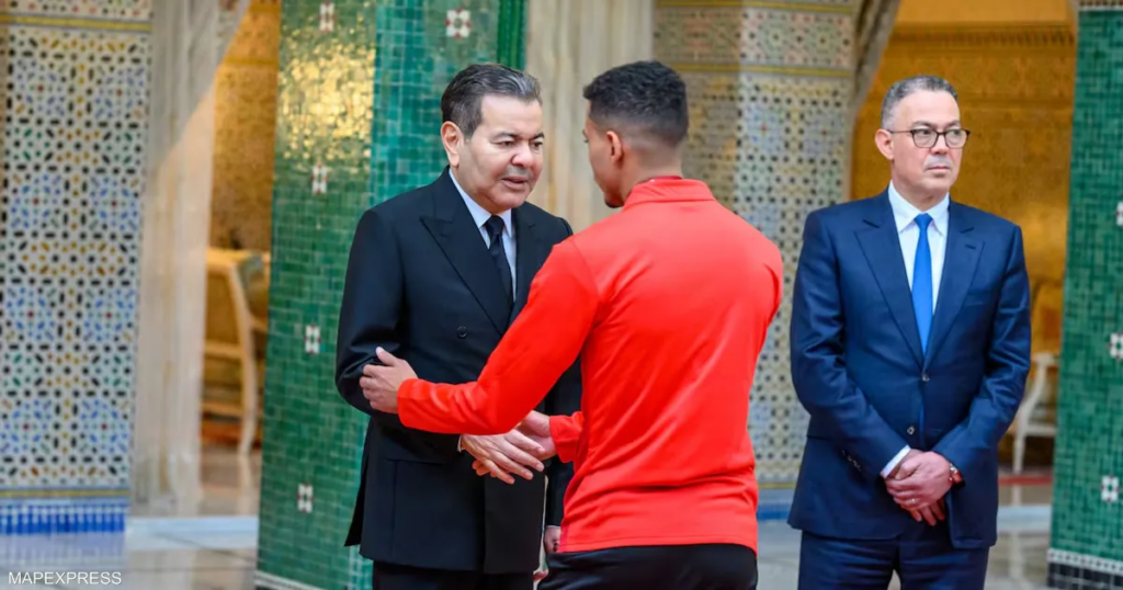 استقبال أعضاء المنتخب المغربي بقصر الضيافة في الرباط
